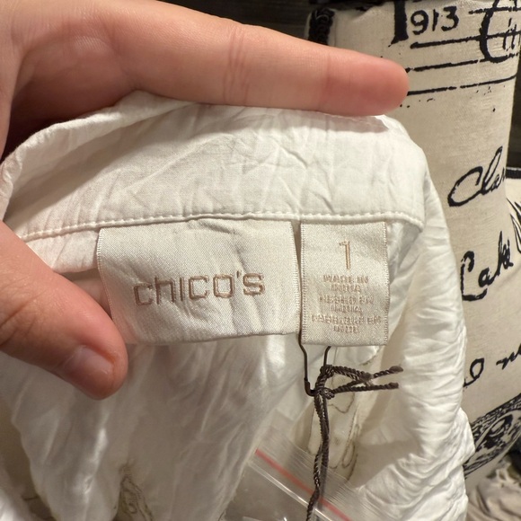 NWT Chicos | Jean Jacket With Crinkle Lace Detail - Picture 7 of 9